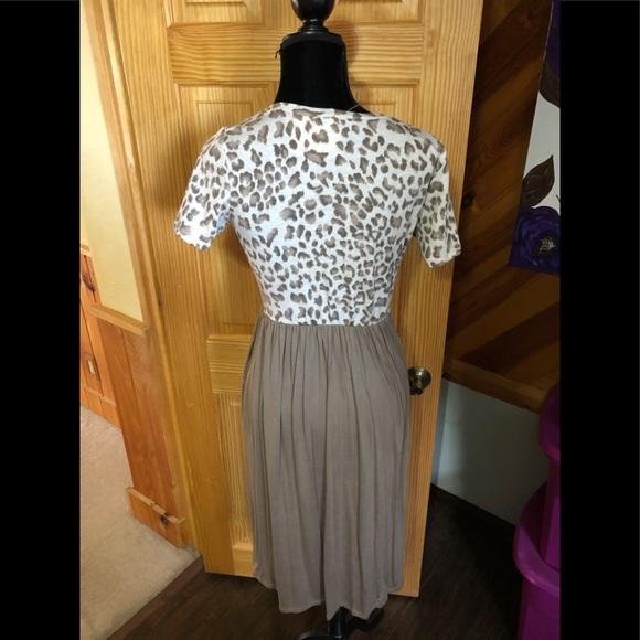 *SOLD OUT* Mocha & Leopard Print Dress - Picture 2 of 4